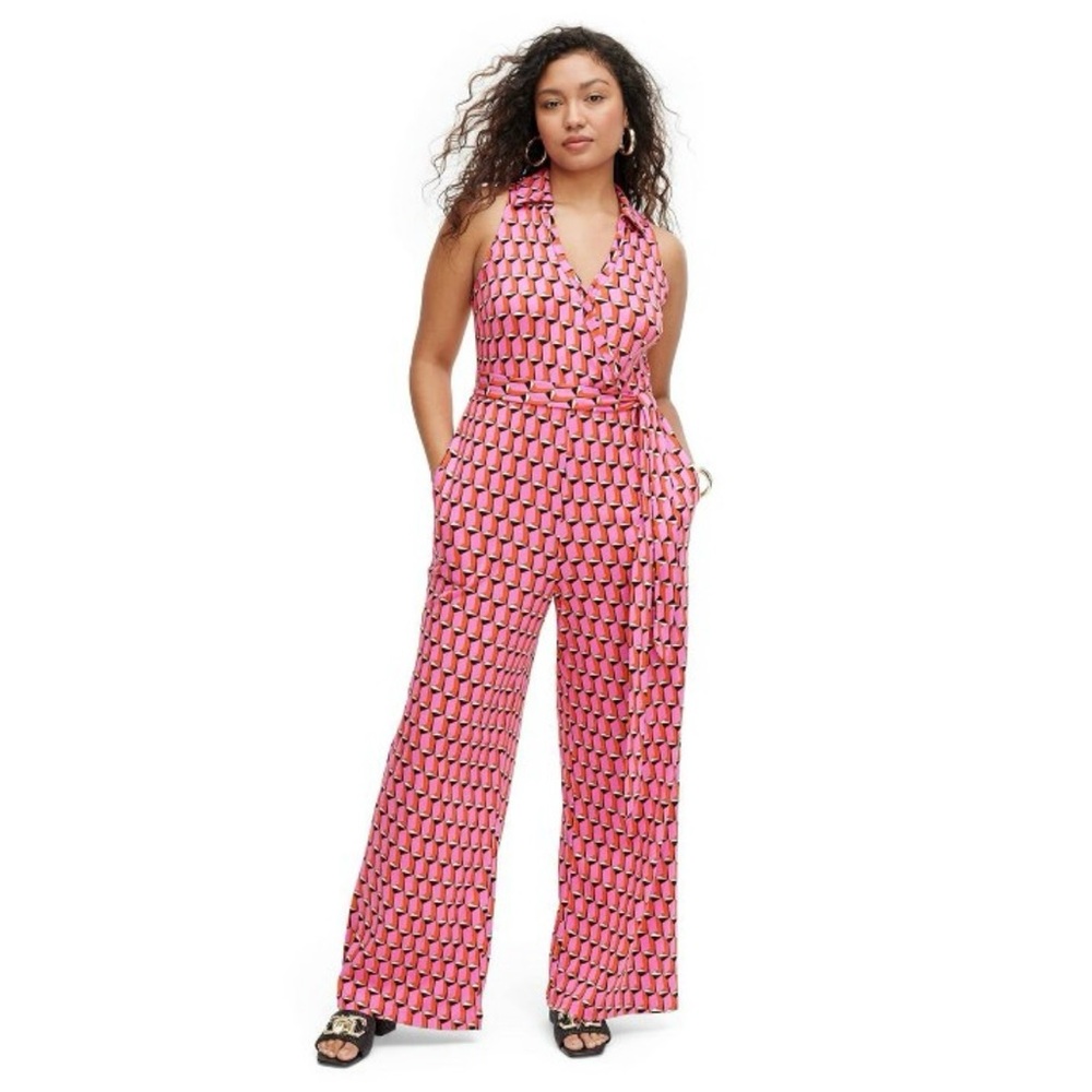 DVF Collared Sleeveless Jumpsuit Pink